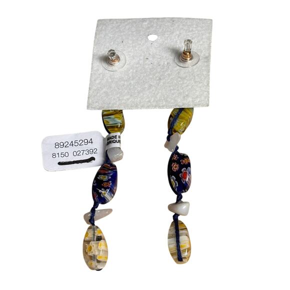 Free People Boho Glass Bead Earrings Floral Dangle Drop Artisan Jewelry NWT - Picture 5 of 5